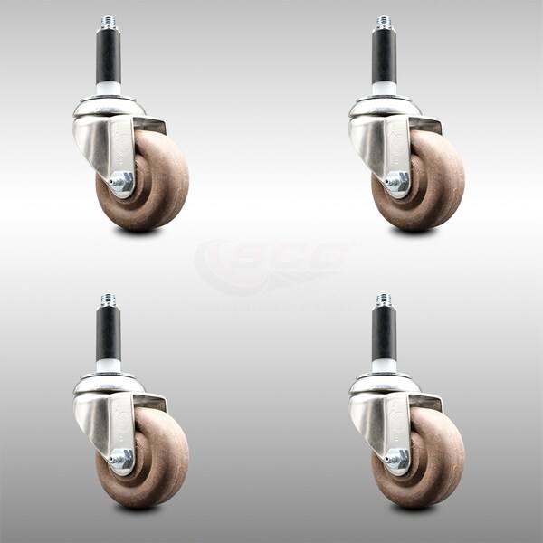 Service Caster 3 Inch 316SS High Temp Glass Filled Nylon 7/8 Inch Expanding Stem Caster Set SCC-SS316EX20S314-GFNSHT-78-4 - main